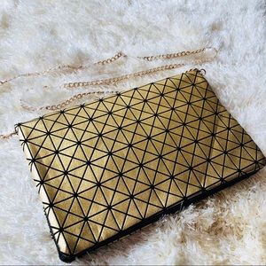 Street Level Gold Metallic Geometric Clutch